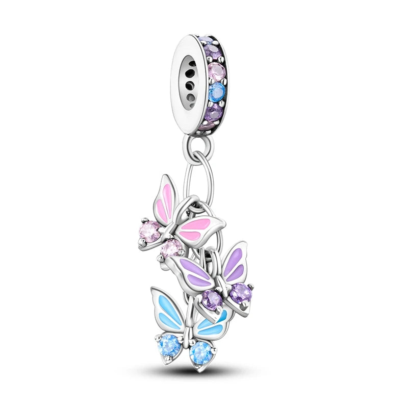 925 Sterling Silver Animal & Floral Charms for Bracelets – Cat, Sunflower & More