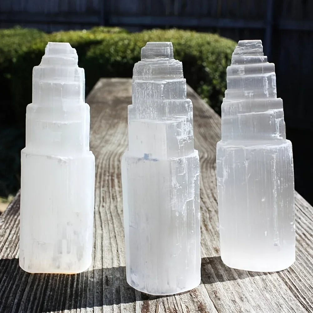 Natural Selenite Crystal Tower — Energy Cleansing Healing Stone for Home & Meditation