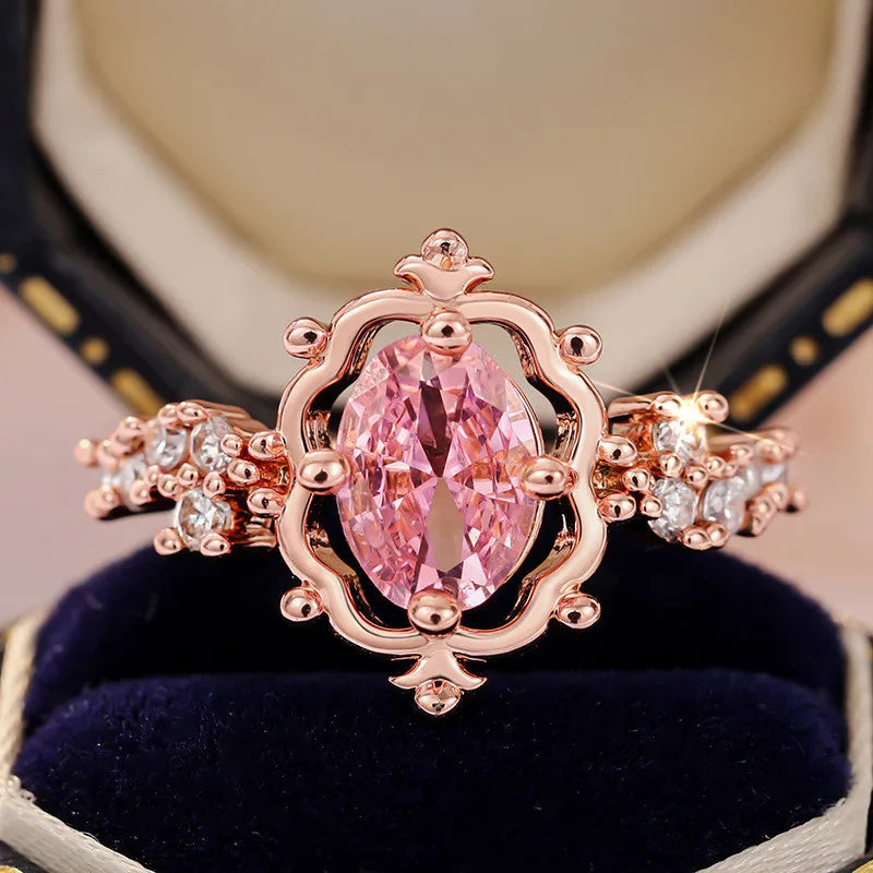 Blush Pink Oval Flower Ring