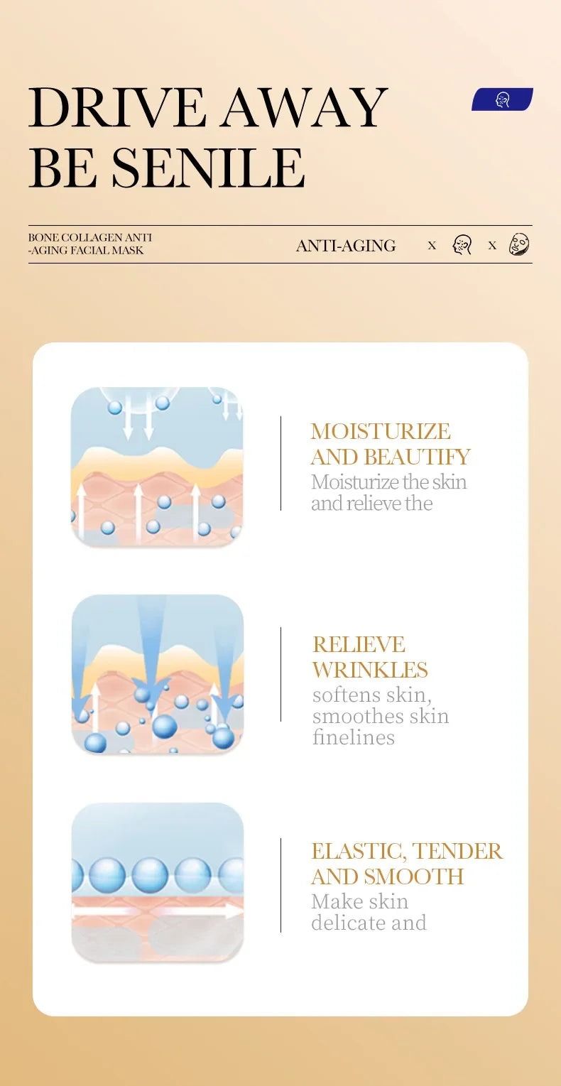 Collagen Anti-Wrinkle Face Sheet Mask – 10pcs | Moisturizing & Brightening