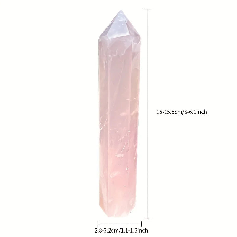 Natural Rose Quartz Crystal Tower — 6" Hexagonal Point