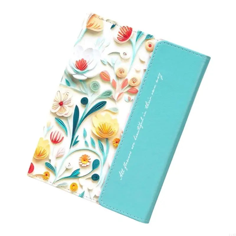 Floral PU Leather Notebook | 100-Page Lined Journal with Triple-Fold Closure