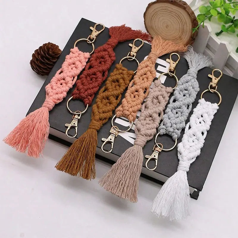 Boho Handmade Rope Braided Keychain | Bag Charm & Phone Lanyard Gift