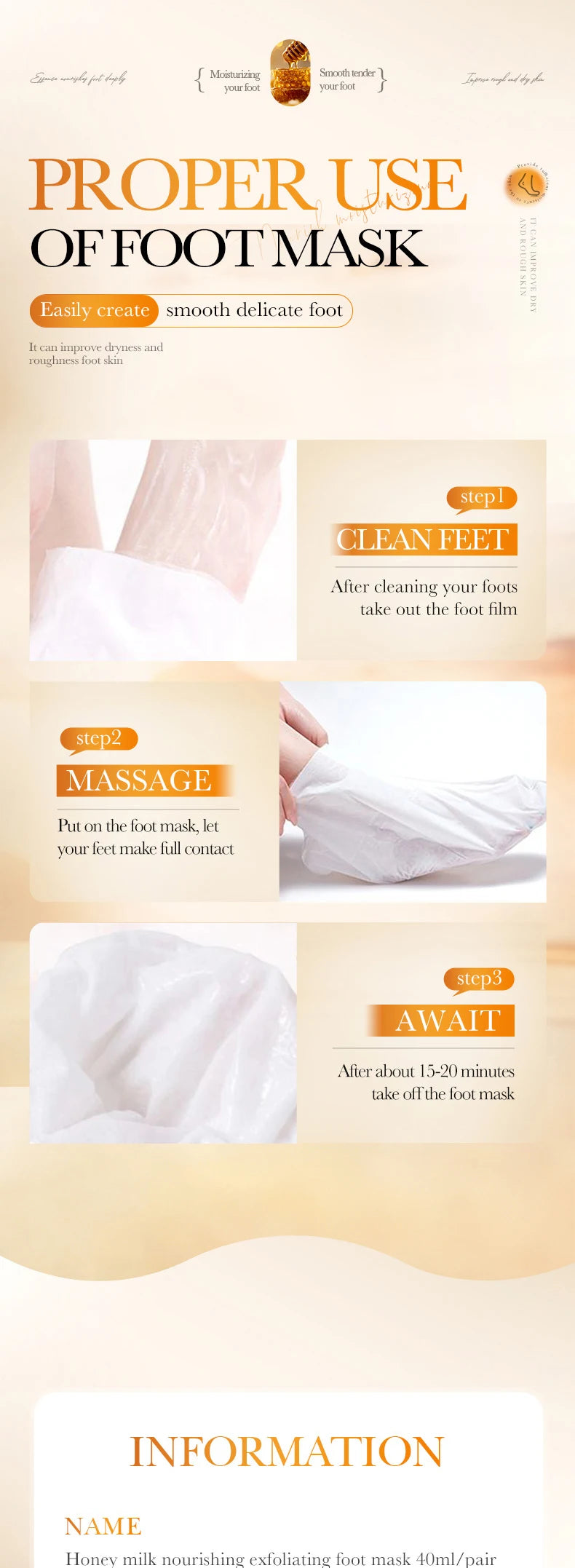 Honey Milk Nourishing Foot Mask — 5 Pairs