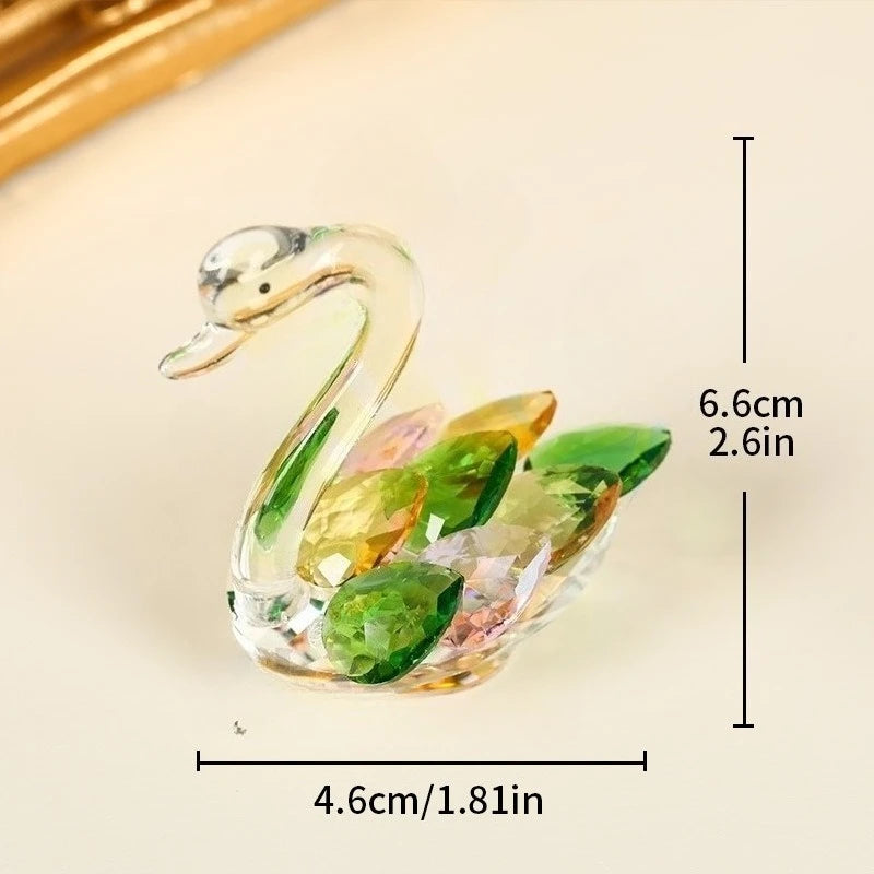 Crystal Glass Swan Ornament — Handcrafted Home Decor & Gift