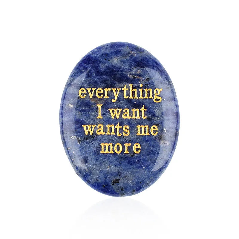 Crystal Worry Stone | Engraved Healing Stone for Meditation & Chakra Balance