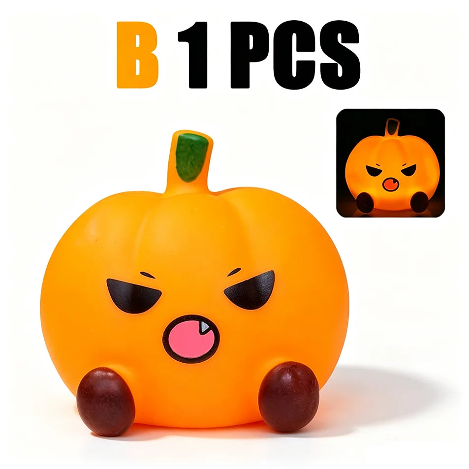 Halloween Silicone LED Night Light — Ghost, Witch Hat & Pumpkin Desktop Lamp
