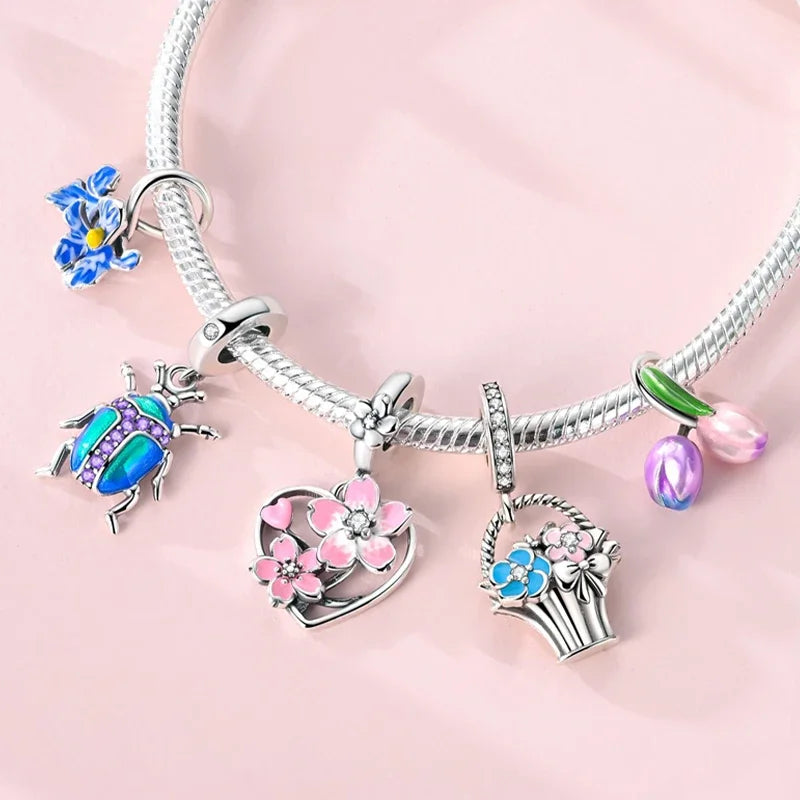 925 Silver Nature & Animal Charms – Butterfly, Floral & Woodland Pendants for Bracelets