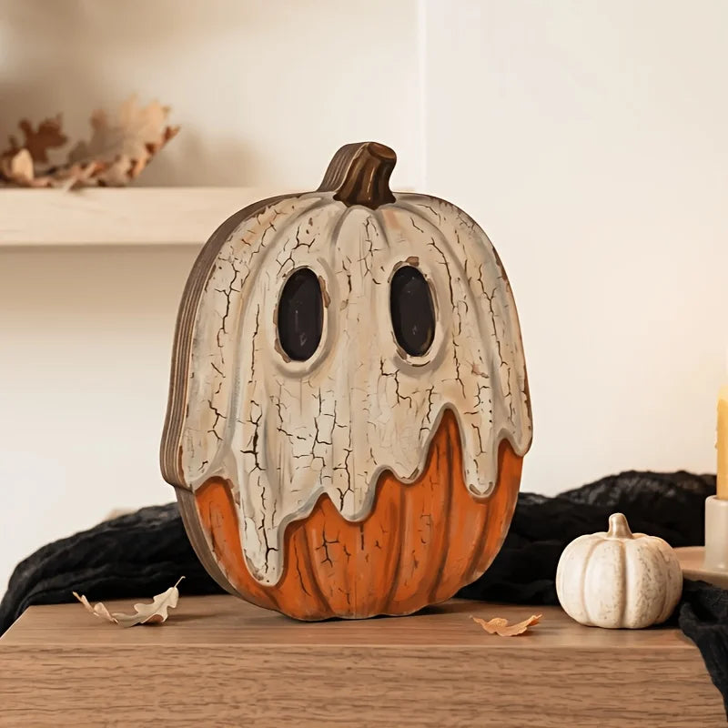 Halloween Retro Wooden Block Decor | Ghost, Black Cat, Pumpkin & Witch Figures