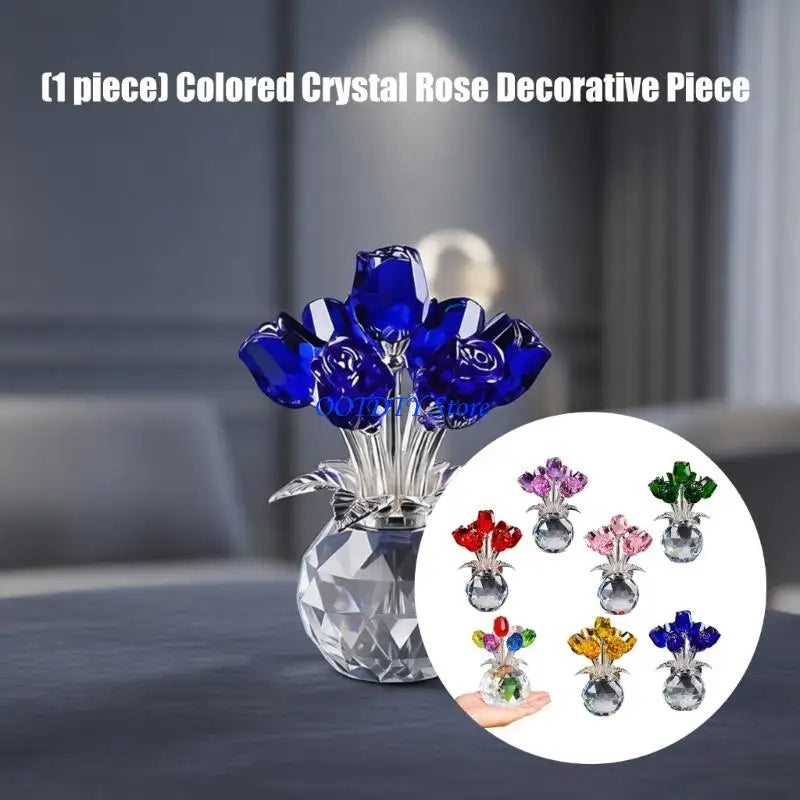 Handmade Crystal Rose Figurine — Elegant Flower Gift for Her