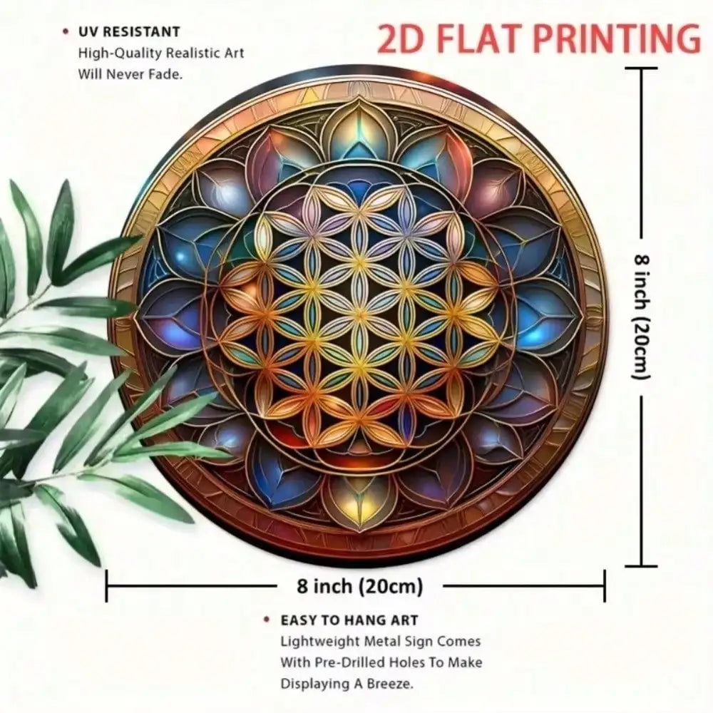 Flower of Life Mandala Wall Art | Sacred Geometry Iron Hanging Decor