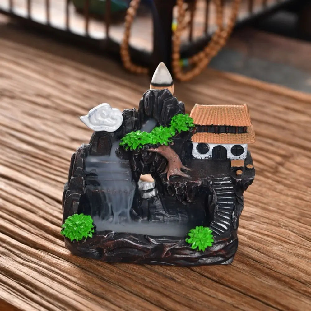 Waterfall Backflow Incense Burner – Resin Incense Holder for Home & Office
