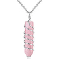 Rose Quartz Crystal Pendant Necklace | Wire Wrapped Healing Jewelry