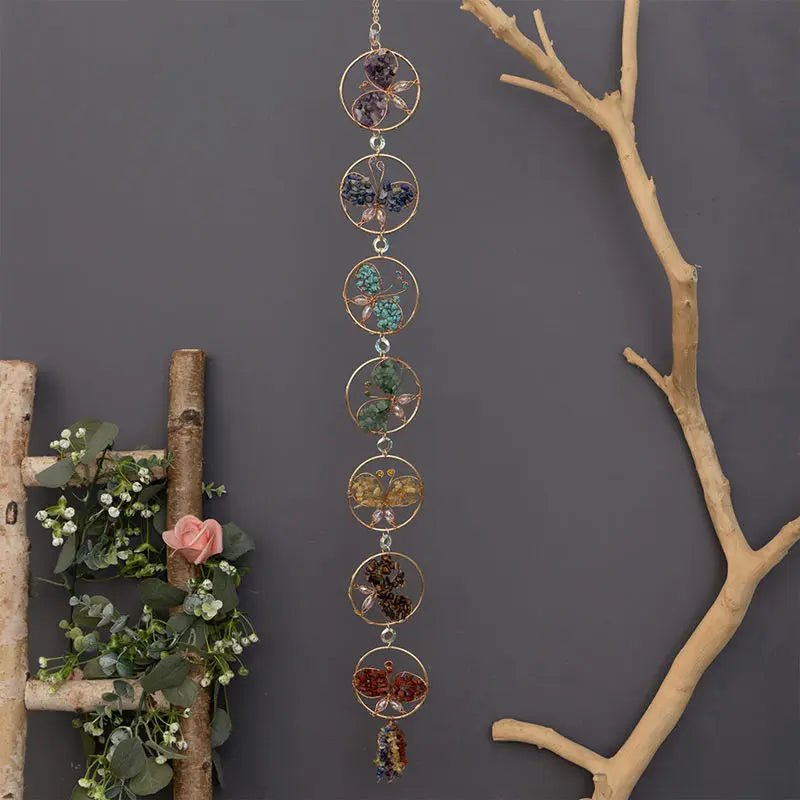 7 Chakra Crystal Tree of Life Hanging — Natural Gemstone Suncatcher
