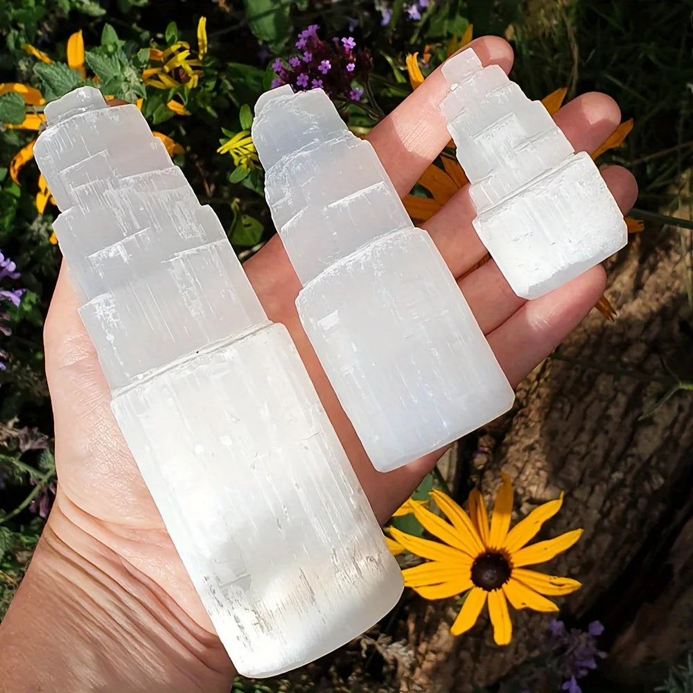 Natural Selenite Crystal Tower — Energy Cleansing Healing Stone for Home & Meditation