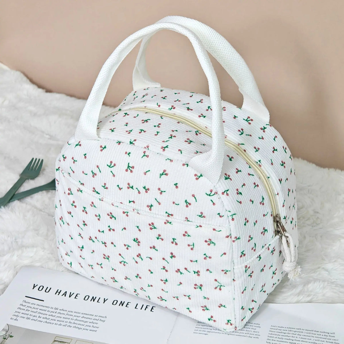 Quilted Floral Lunch Bag | Reusable Picnic & Travel Tote