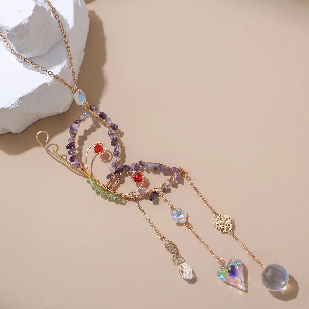 Handcrafted Crystal Wire Suncatcher — Celestial & Nature Prism Pendant