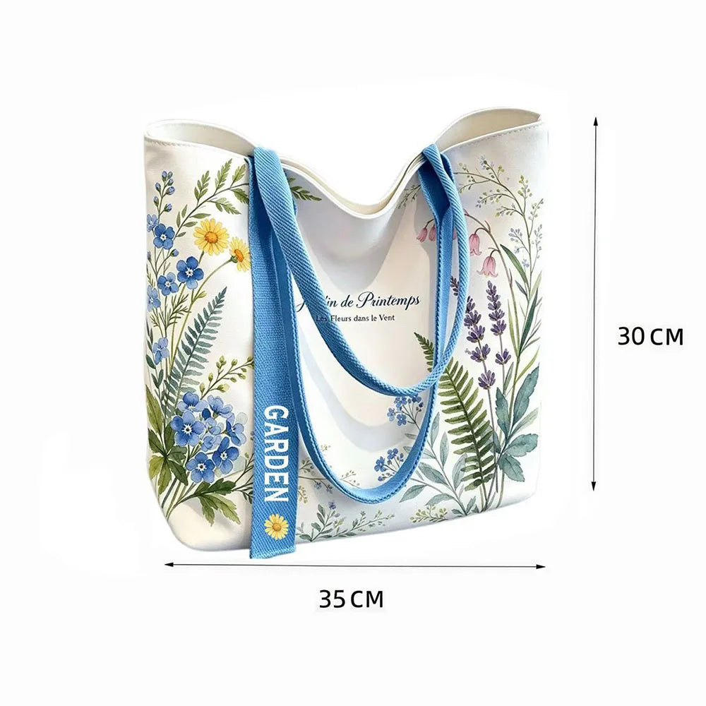 Floral & Lemon Canvas Tote Bag | Small & Large