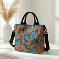 Butterfly & Daisy Floral Tote Bag with Crossbody Strap