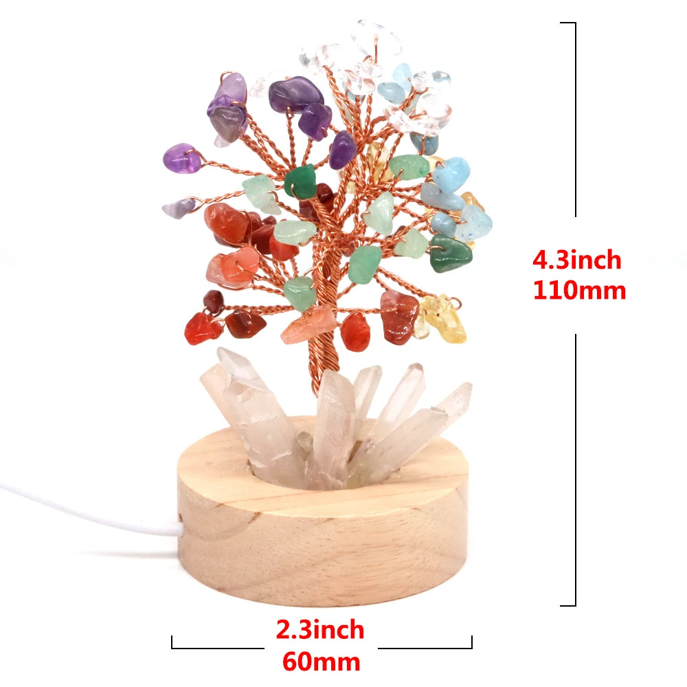 Crystal Tree Lamp – Natural Stone Reiki Healing Décor