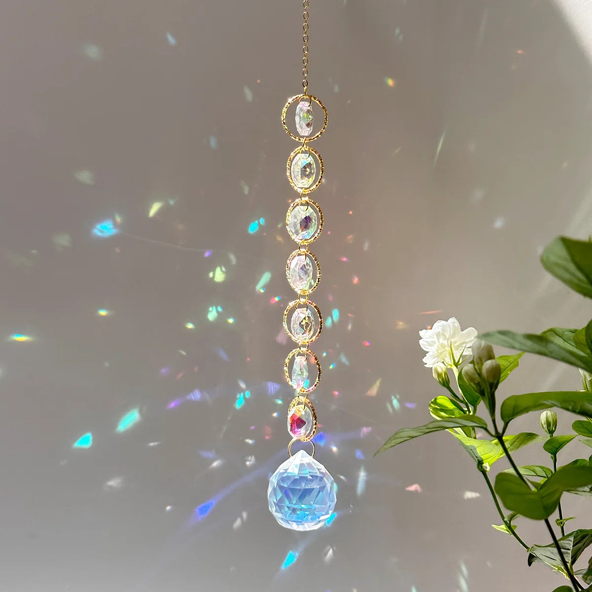 Rainbow Whimsy Crystal Suncatcher Mobile