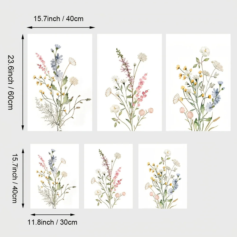 Boho Wildflower Nursery Canvas Print Set of 3 | Vintage Floral Wall Art for Girl's Nursery & Bedroom