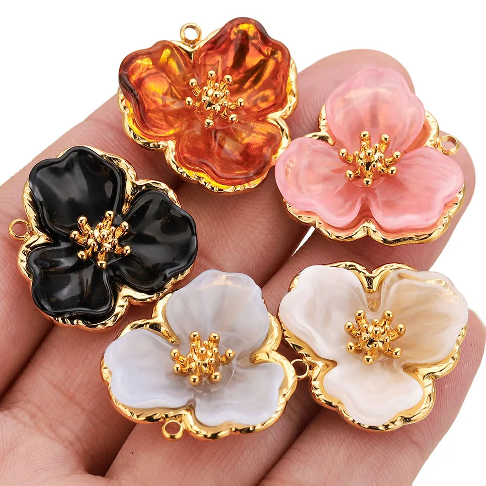 Hibiscus Flower Pendant Charms for DIY Jewelry