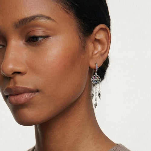 925 Sterling Silver Dreamcatcher Tassel Drop Earrings