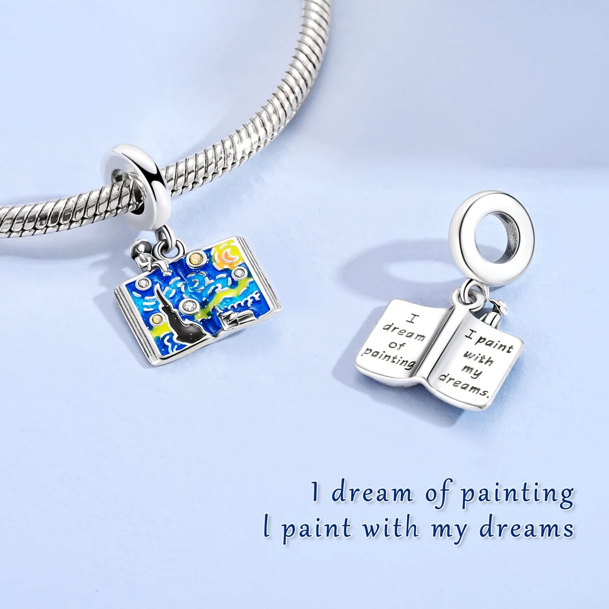 Moon, Cat & Fantasy CZ Charms – Silver Plated Bracelet & Keychain Pendants