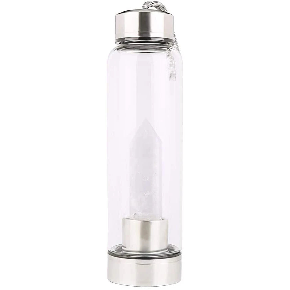 Crystal Infused Glass Water Bottle | Removable Gem Wand