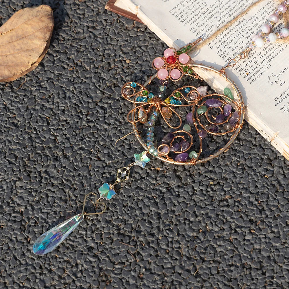 Handcrafted Crystal Wire Suncatcher — Celestial & Nature Prism Pendant
