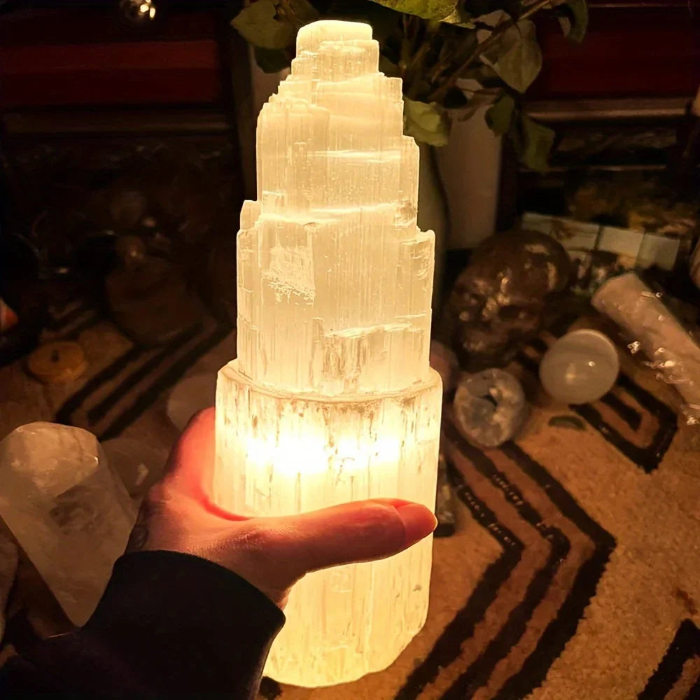 Natural Selenite Crystal Tower — Energy Cleansing Healing Stone for Home & Meditation