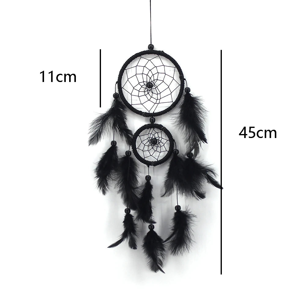 Indian Dream Catcher Wall Hanging | Feather & Bead Boho Wall Decor