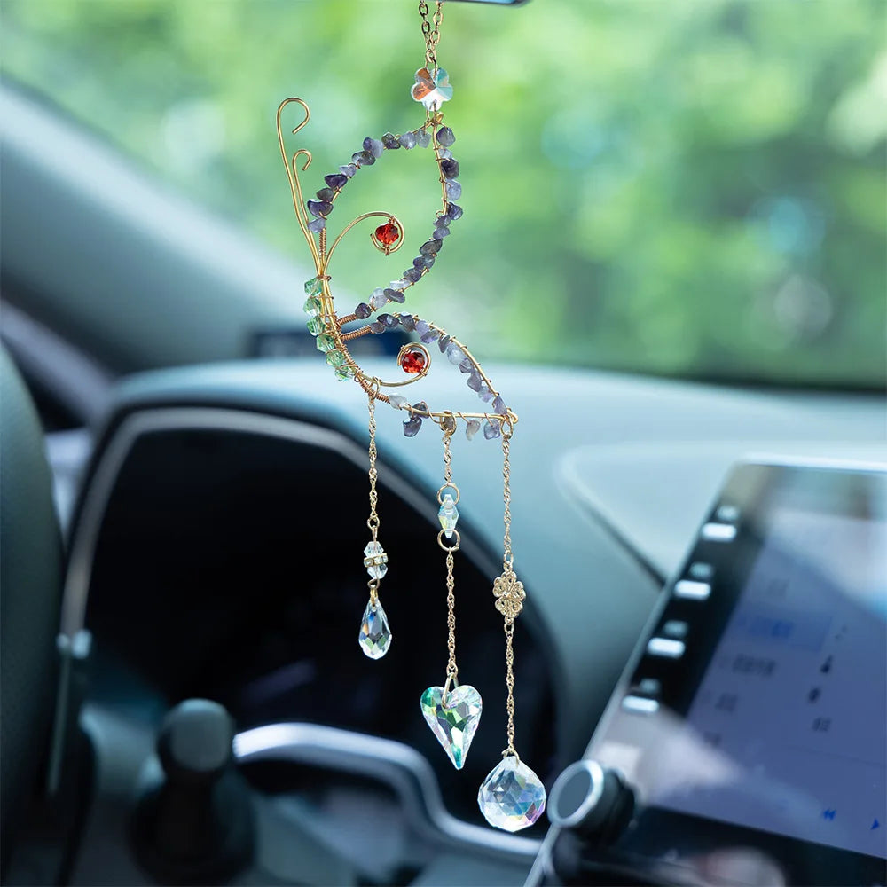 Handcrafted Crystal Wire Suncatcher — Celestial & Nature Prism Pendant