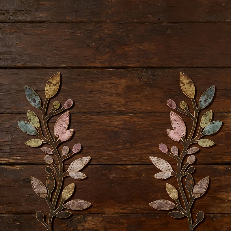 2pcs Boho Leaf Metal Wall Art - Vibrant Olive Branch Sculpture for Indoor/Outdoor Home Deco