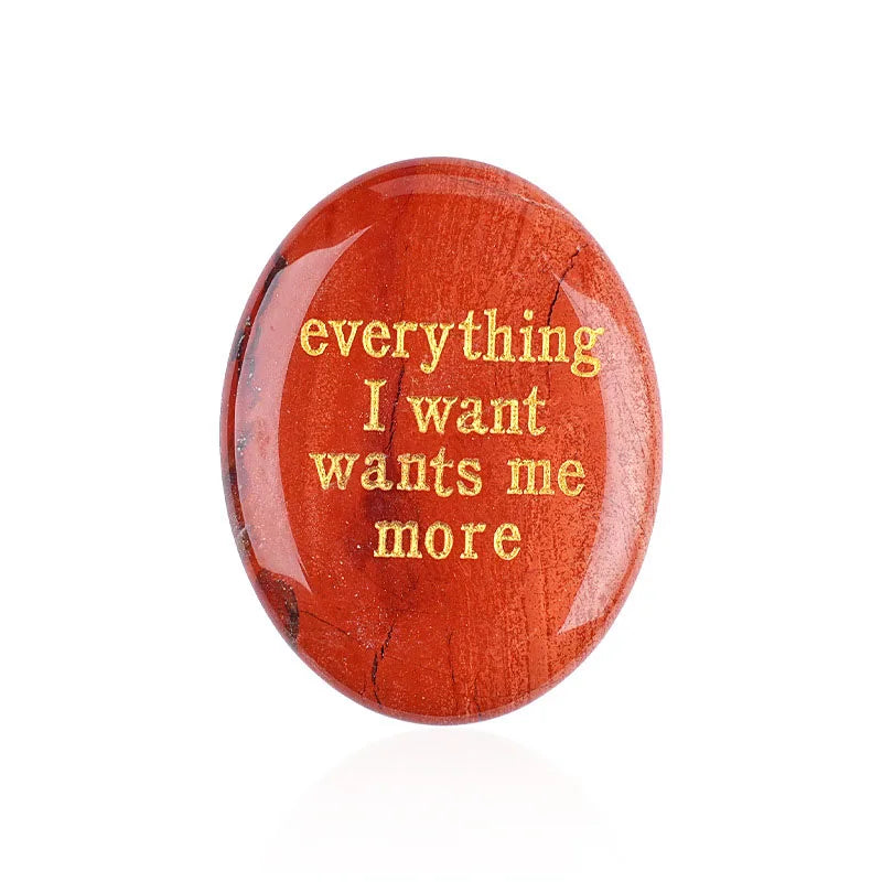 Crystal Worry Stone | Engraved Healing Stone for Meditation & Chakra Balance
