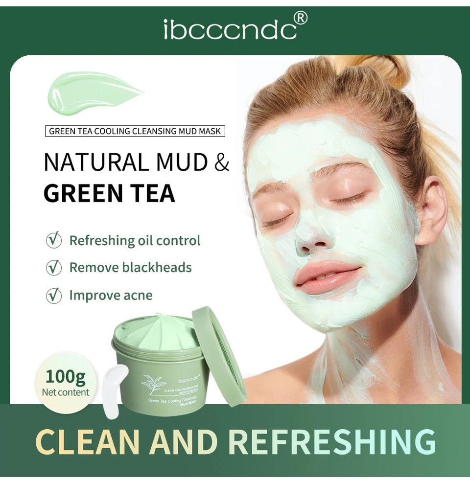 Green Tea Clay Mud Mask – 100g | Deep Cleansing & Pore Refining