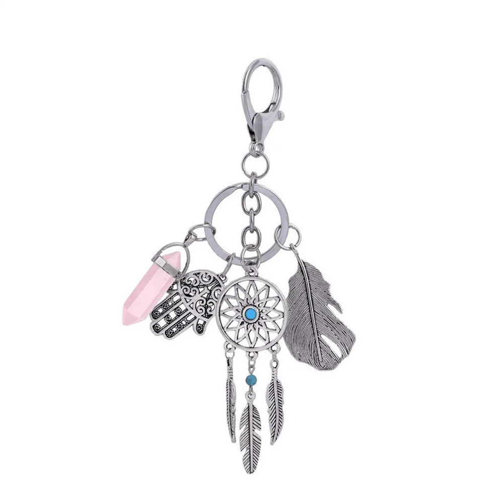 Dreamcatcher Keychain & Bag Charm — Boho Feather Accessory