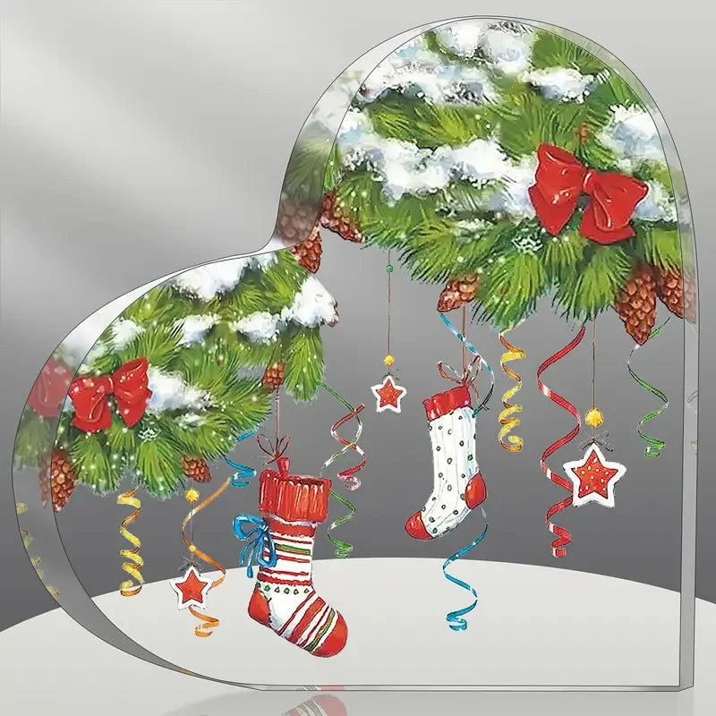 Christmas Heart Desktop Ornament with Stand