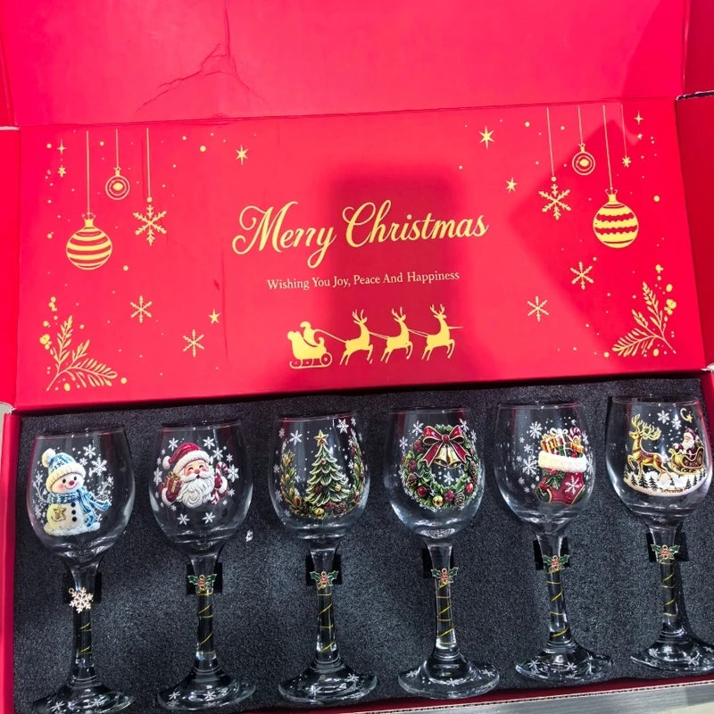 Merry & Bright Christmas Glass Goblets