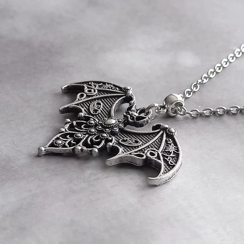 Vampire Bat Necklace | Gothic Bat Charm Choker | Halloween Witch Jewelry Gift