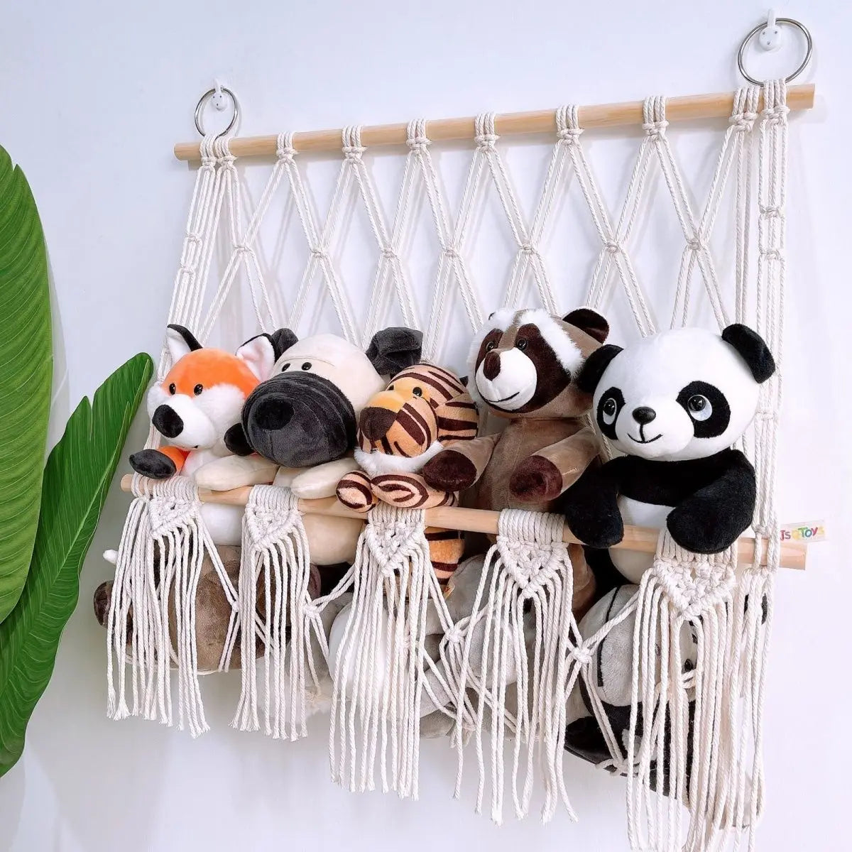 Boho Handwoven Storage Hammock | Wall-Mounted Stuffed Animal & Toy Organizer