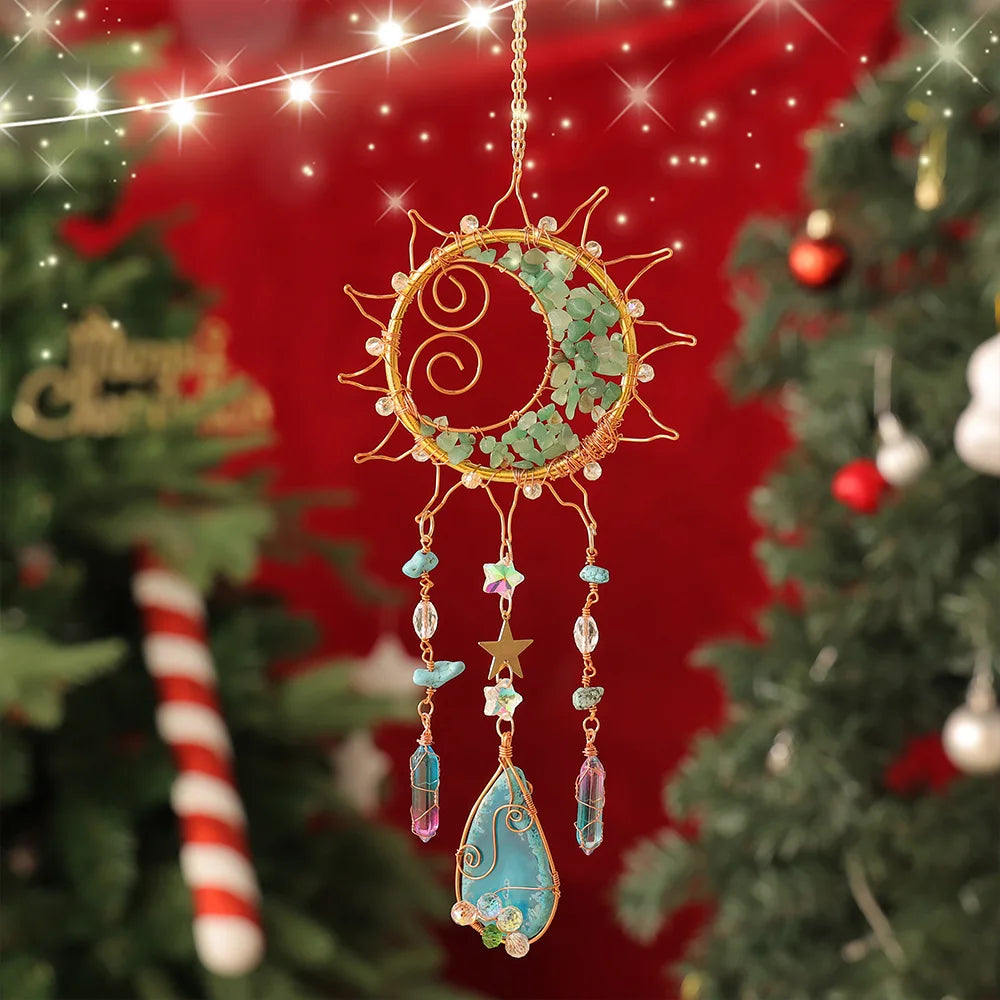 Handcrafted Crystal Wire Suncatcher — Celestial & Nature Prism Pendant