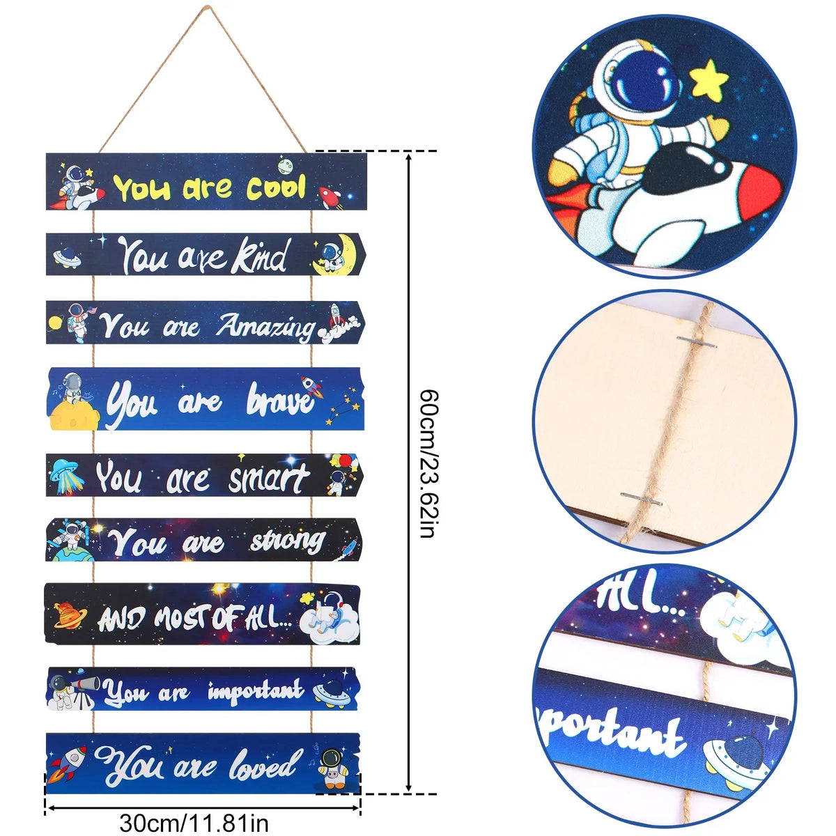 Kids Inspirational Wooden Wall Art — Space & Dream Themed Bedroom Decor