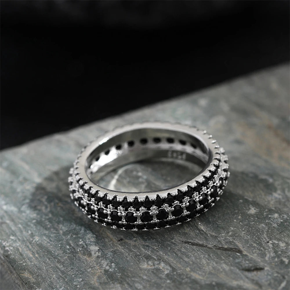 925 Sterling Silver Zircon Ring | Crystal Stone · Black, Gold & Silver · Sizes 5–12