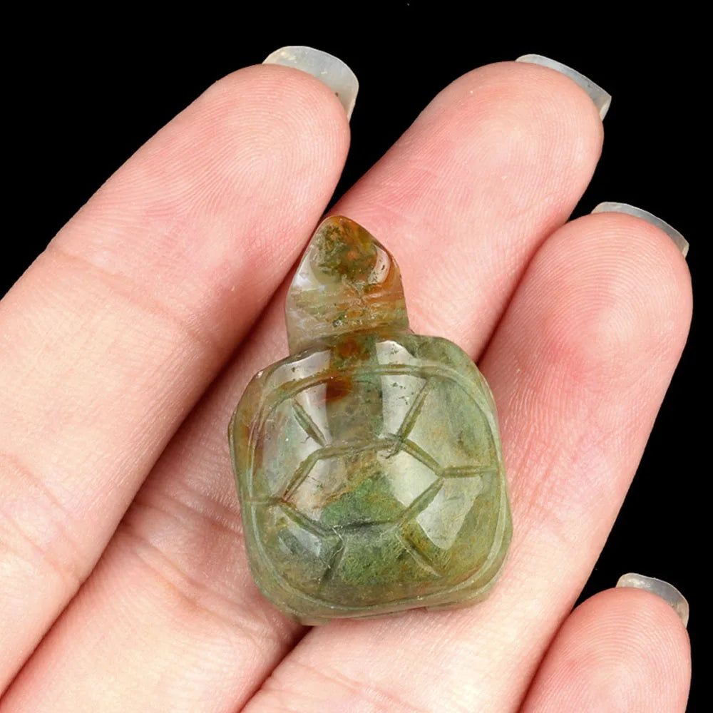 Natural Crystal Turtle Carving – Mini Gemstone Animal Figurine