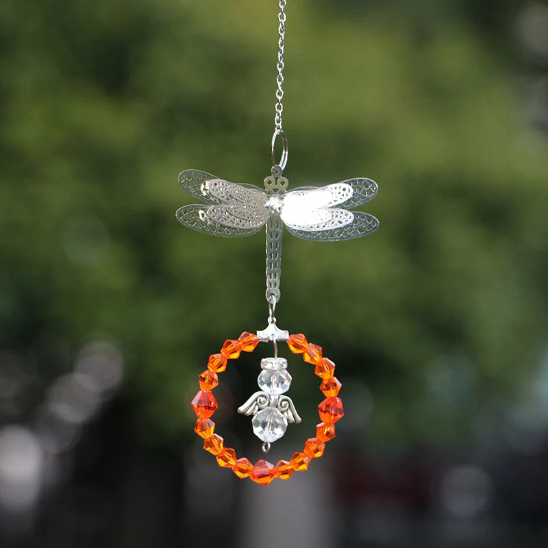 Dragonfly Crystal Suncatcher Pendant - Multicolored