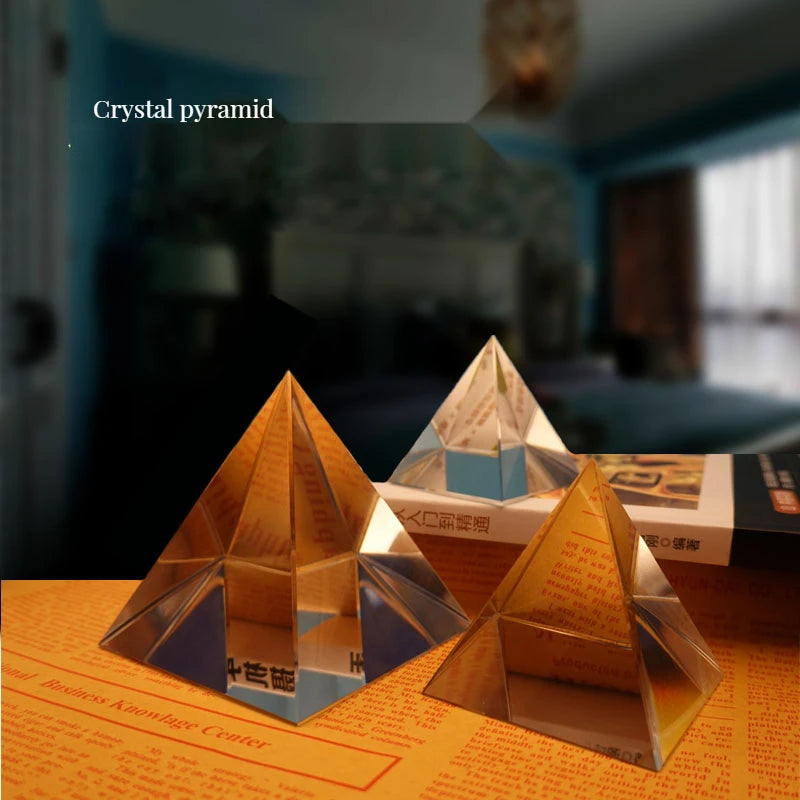 Crystal Glass Pyramid Prism — Rainbow Light Desktop Décor