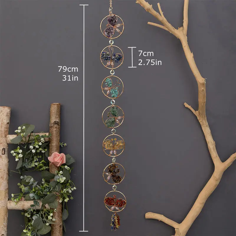 7 Chakra Crystal Tree of Life Hanging — Natural Gemstone Suncatcher