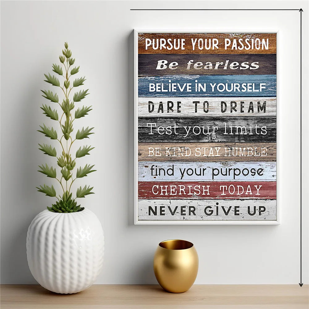 Never Give Up — Inspirational Abstract Canvas Wall Art